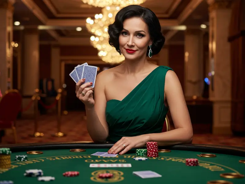 Elegant woman posing at the casino entrance of www pagcor portal ph.