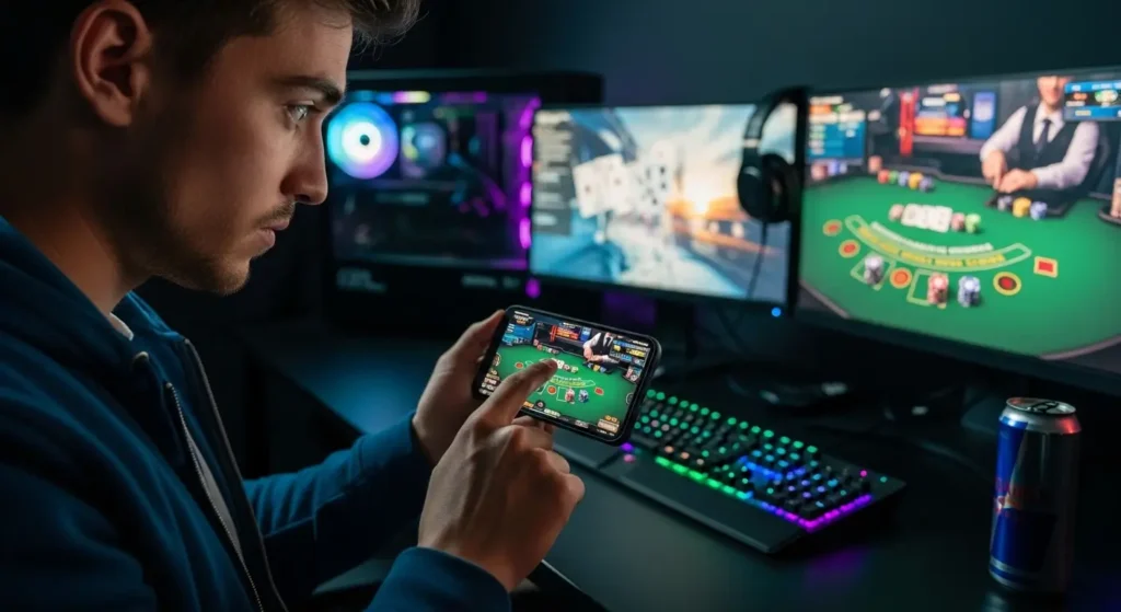 acewin jackpot games gamer tapping screen buenas casino