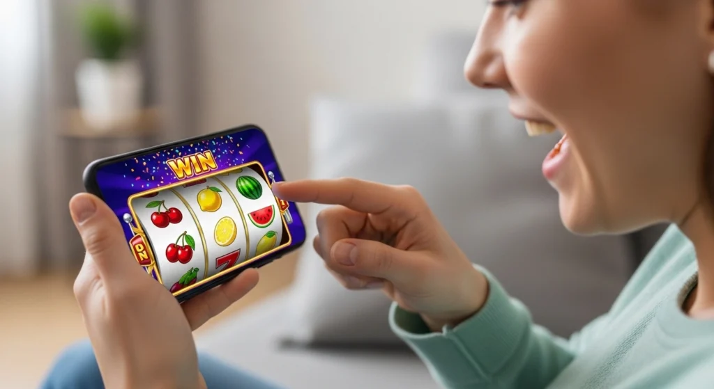 jiliasia casino slot person excitedly spinning slot buenas casino