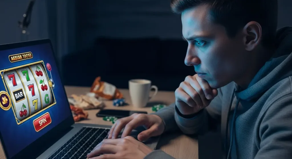 mega sports world live sports person intensely focused on online casino game buenas casino