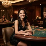 A chic female player enjoying a VIP casino room while exploring Biggest Online Casino games.
