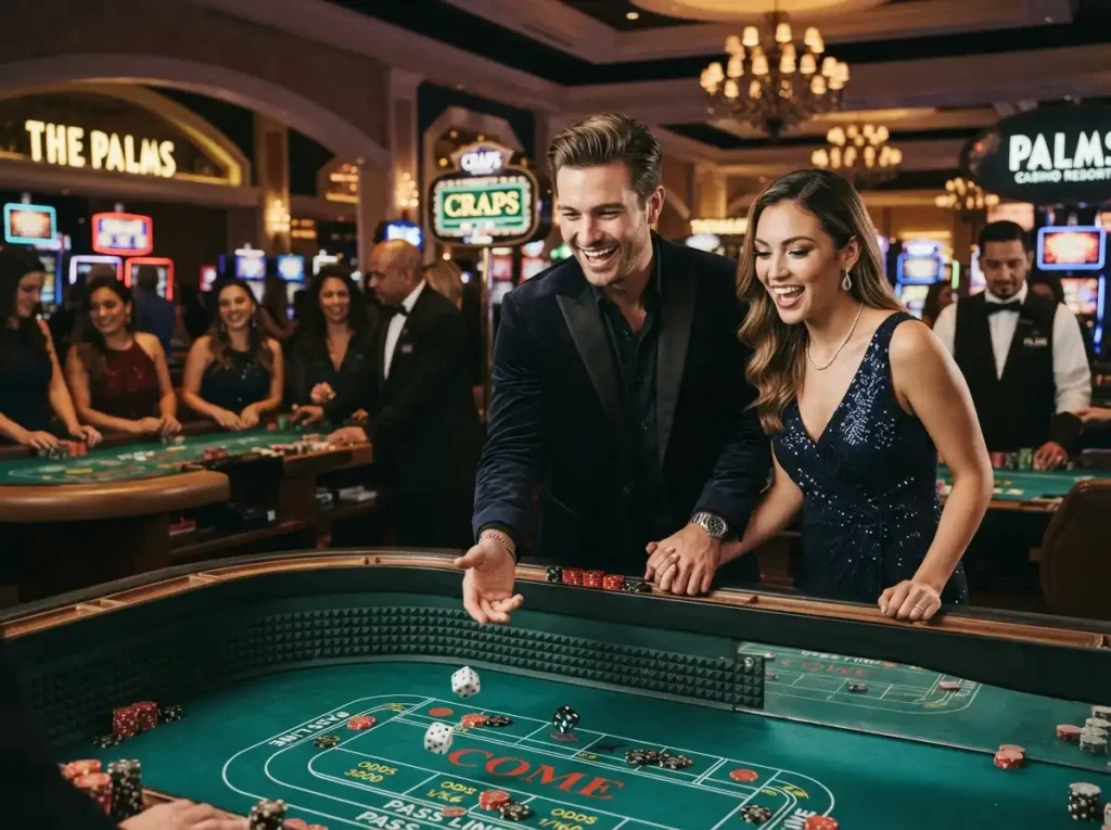 Stylish pair enjoying table games in a luxury casino while exploring ME777 Online Casino.