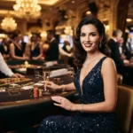 Glamorous female player enjoying a luxury casino atmosphere inspired by Wild City Online Casino entertainment